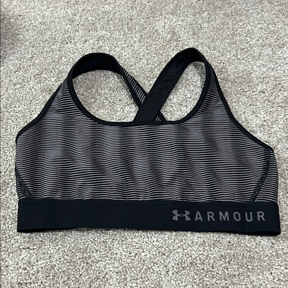 Under Armour Gray and Black Sports Bra - Picture 1 of 3